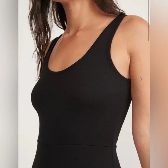Marine Layer Black Ribbed Lexi Fit And Flare Tank Midi Dress Size Small NWOT - Picture 4 of 9